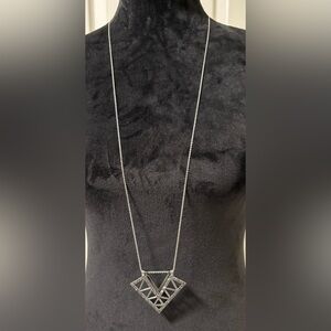 Silver Geometric Art Deco Pendant Necklace